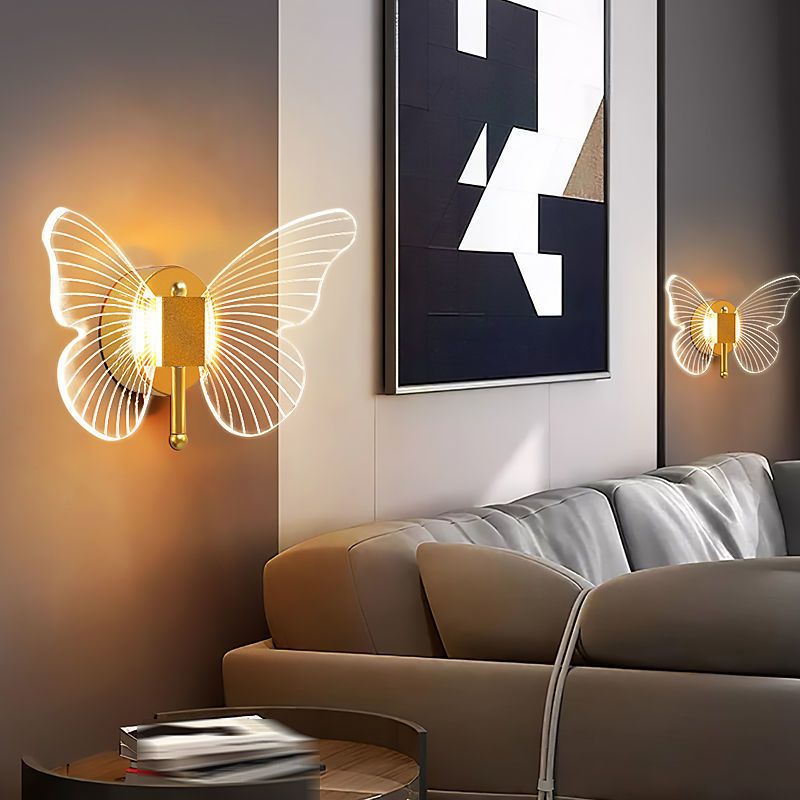 Arisha Applique Miroir Papillon Design, Métal/Acrylique, Or, Chambre - Neutralighting