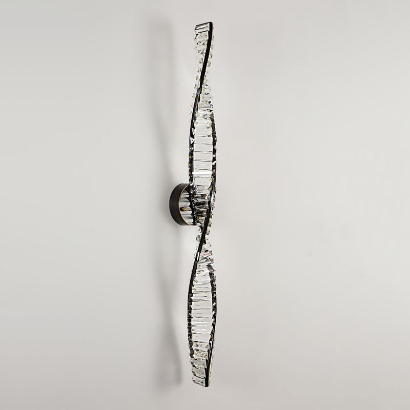Kristy Applique Murale Spirale Design, Métal/Cristal, Noir/Or, Chambre - Neutralighting