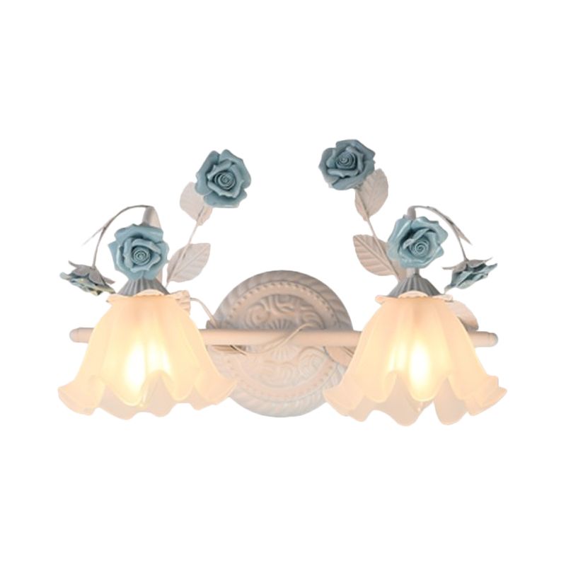 Ray Applique Murale Miroir de Forme de Fleur Vintage, Métal/Verre, Rose/Bleu, Salon - Neutralighting
