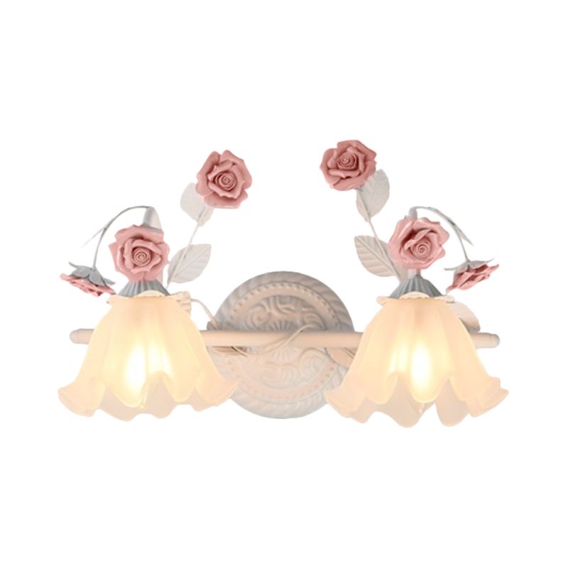Ray Applique Murale Miroir de Forme de Fleur Vintage, Métal/Verre, Rose/Bleu, Salon - Neutralighting