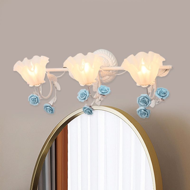 Ray Applique Murale Miroir de Forme de Fleur Vintage, Métal/Verre, Rose/Bleu, Salon - Neutralighting