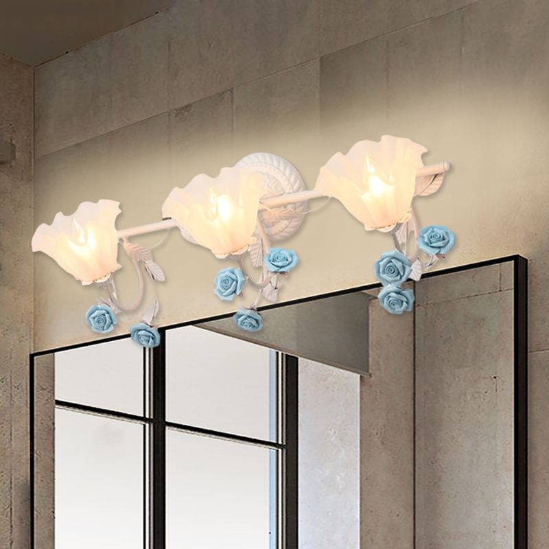 Ray Applique Murale Miroir de Forme de Fleur Vintage, Métal/Verre, Rose/Bleu, Salon - Neutralighting