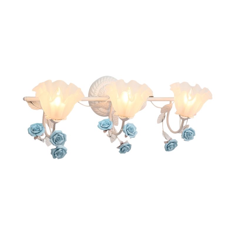 Ray Applique Murale Miroir de Forme de Fleur Vintage, Métal/Verre, Rose/Bleu, Salon - Neutralighting