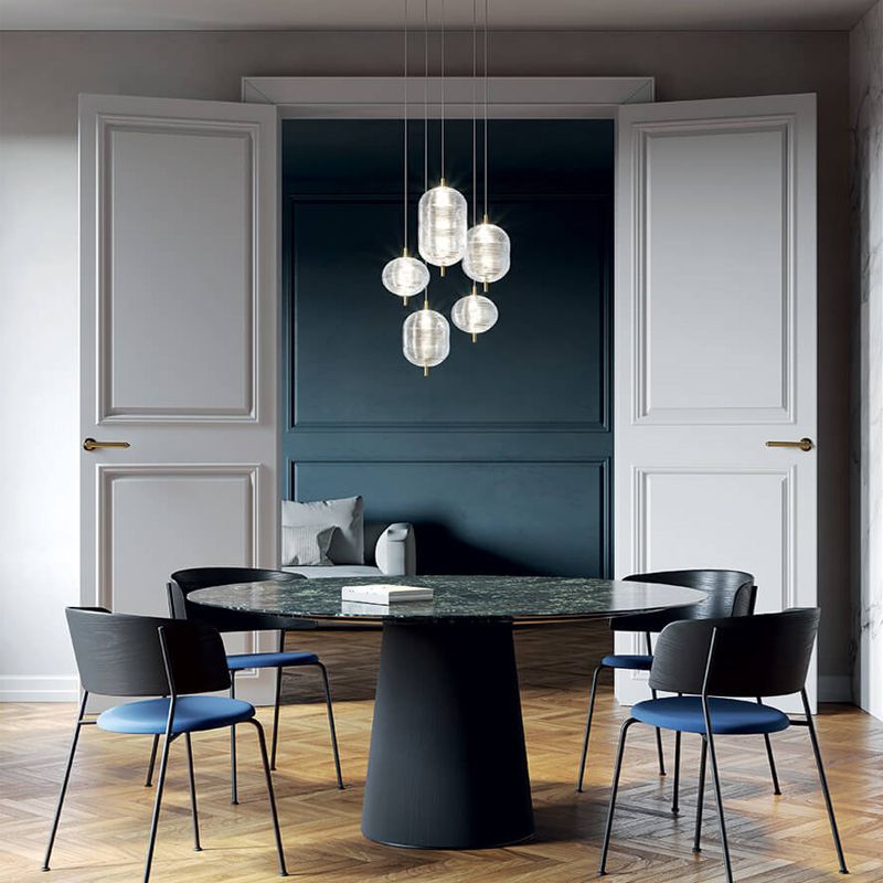Valentina Suspension Globe Moderne, Verre/Métal, Noir/Or, Chambre - Neutralighting
