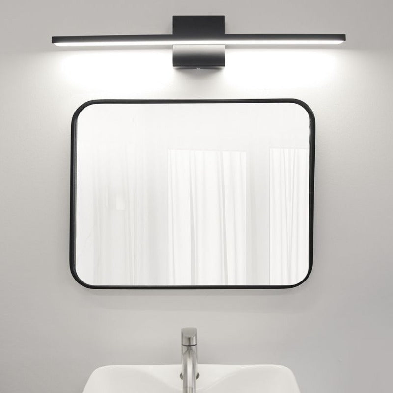 Ray Applique Murale LED Linéaire/Rectangulaire, Métal/Acrylique, Noir/Argent, Salle de Bain