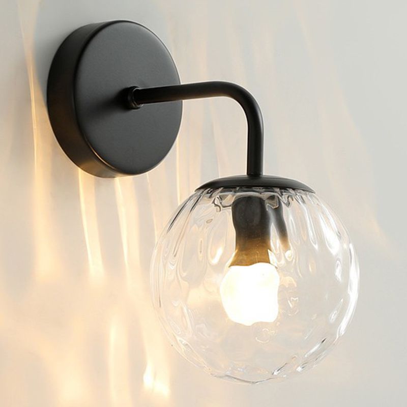 Valentina Applique Murale Boule Scandinave, Métal/Verre, Noir/Or, Salle à Manger - Neutralighting
