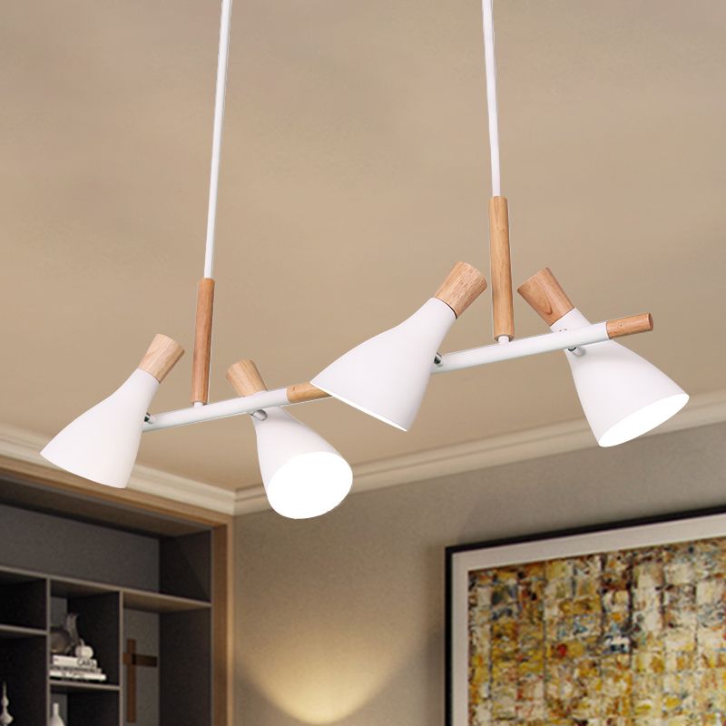 Valentina Luminaires Suspensions 4 Lampes Nordique Bois/Métal Blanc/Vert/Gris Cuisine/Salon - Neutralighting