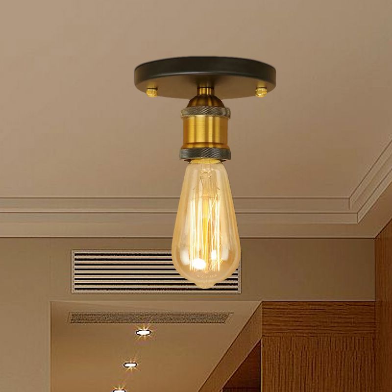 Silva Plafonnier Ampoule Vintage, Métal, Noir/Laiton/Rouille/Chromé, Salon - Neutralighting