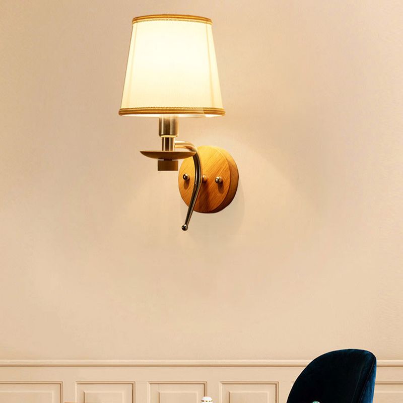 Tiffany Applique Murale Dôme Vintage, Métal/Bois/Tissu, Beige, Chambre - Neutralighting