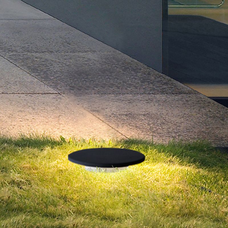 Ray Lampe Extérieure au Sol Rond Simple, Métal, Noir, Cour