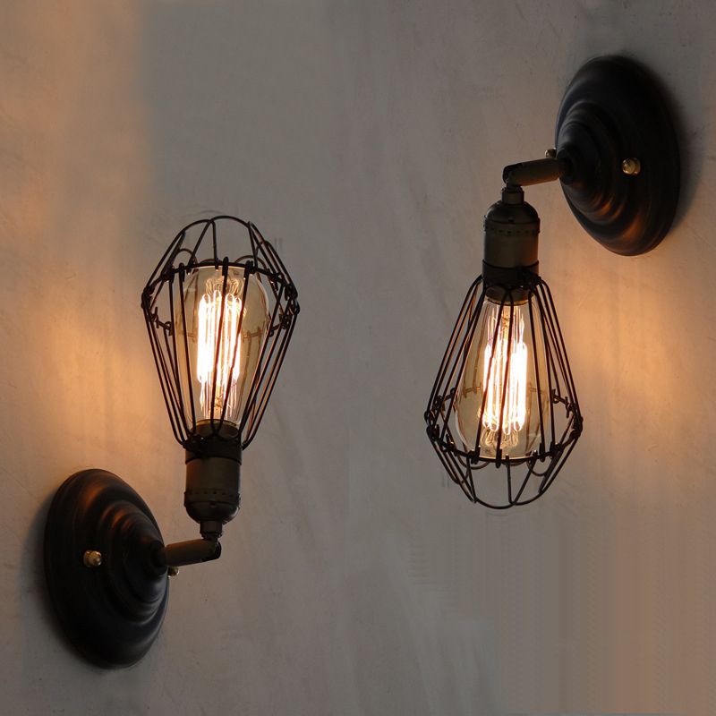 Silva Applique Murale Lanterne Industrielle, Métal, Noir/Roille, Couloir - Neutralighting