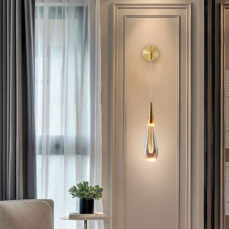 Kristy Design LED Applique Murale Goutte d’Eau Moderne Cristal Noir/Or Chambre à Coucher - Neutralighting