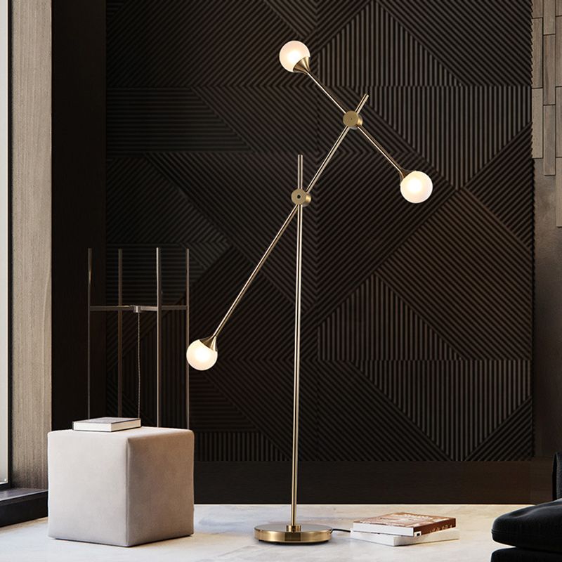 Valentina Lampadaire Orbe Simple, Métal/Verre, Doré, Salon