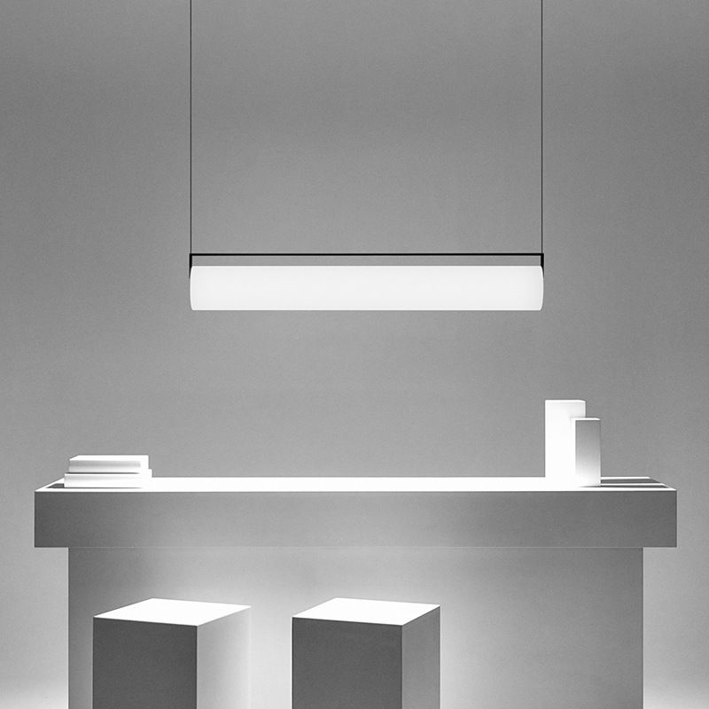 Ray Suspension Cylindre Minimaliste, Métal/Acrylique, Blanc/Noir, Salon - Neutralighting