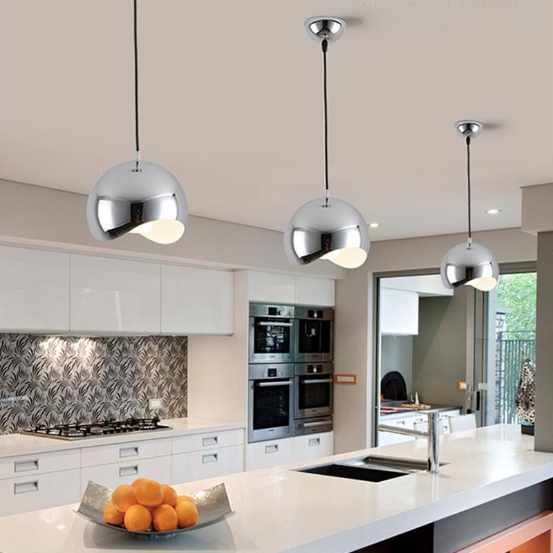 Arisha Luminaires Suspensions Dôme Moderne Métal Noir/Rose Rouge/Chromé Salon - Neutralighting