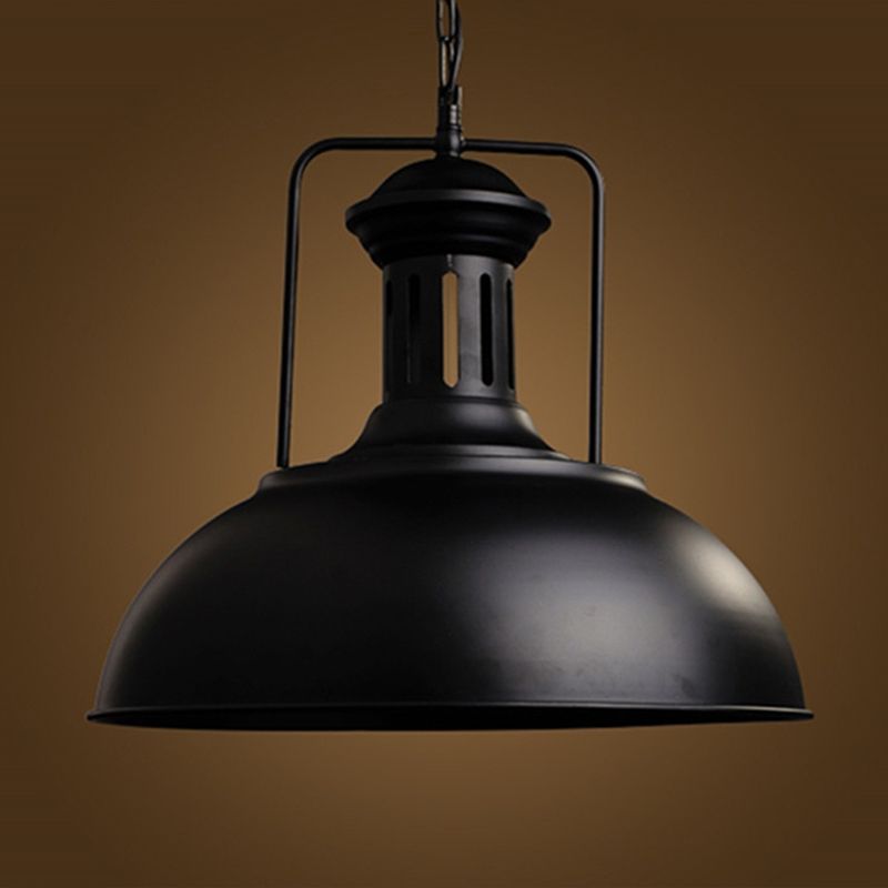 Silva Suspension Dôme Industrielle, Métal, Noir/Noir Blanc/Rouille, Salon - Neutralighting