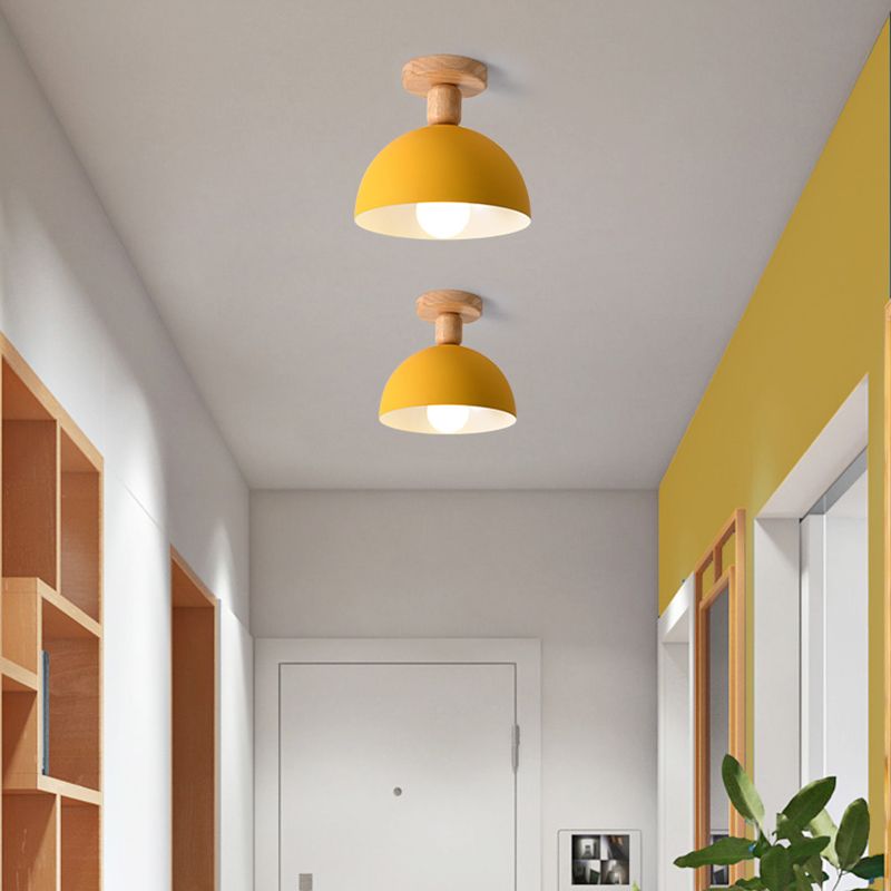 Muto Dôme Moderne LED Plafonnier Blanc/Gris Bois/Métal Salle d'étude - Neutralighting