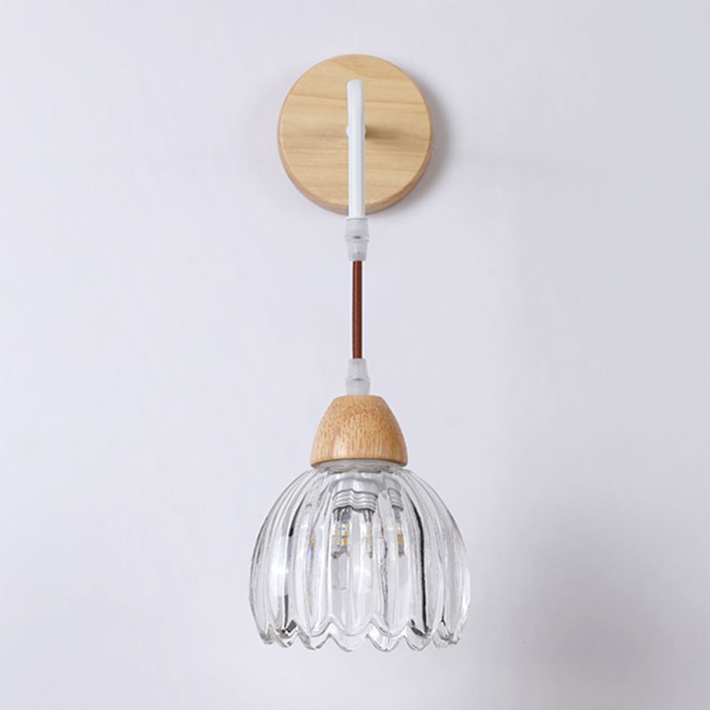 Arisha Applique Murale Fleur Moderne, Bois/Verre, Bois, Cuisine/Couloir - Neutralighting