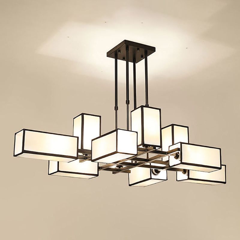 Arisha Lustre Carré Contemporain, Metal/Tissu, Noir/Or, Chambre - Neutralighting