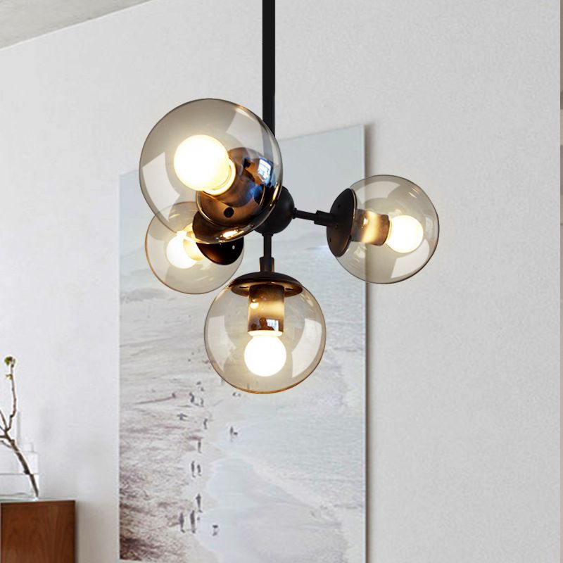 Valentina Lustre Industriel, Metal/Verre, Noir, Chambre - Neutralighting