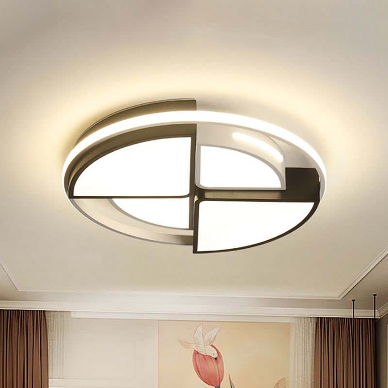 Arisha Ronde Moderne LED Plafonnier Blanc Noir Métal Acrylique Salon - Neutralighting