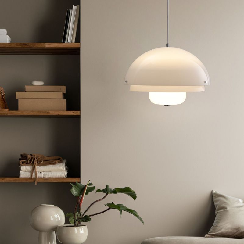 Valentina Suspension Dôme Moderne, Métal/Verre, Argent, Salon - Neutralighting