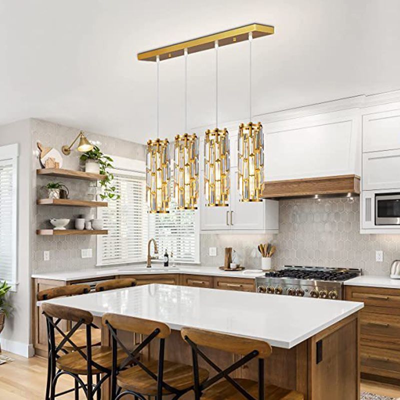 Kristy Suspension Cylindre/Multi Cristal, Métal/Cristal, Doré/Noir, Salon - Neutralighting
