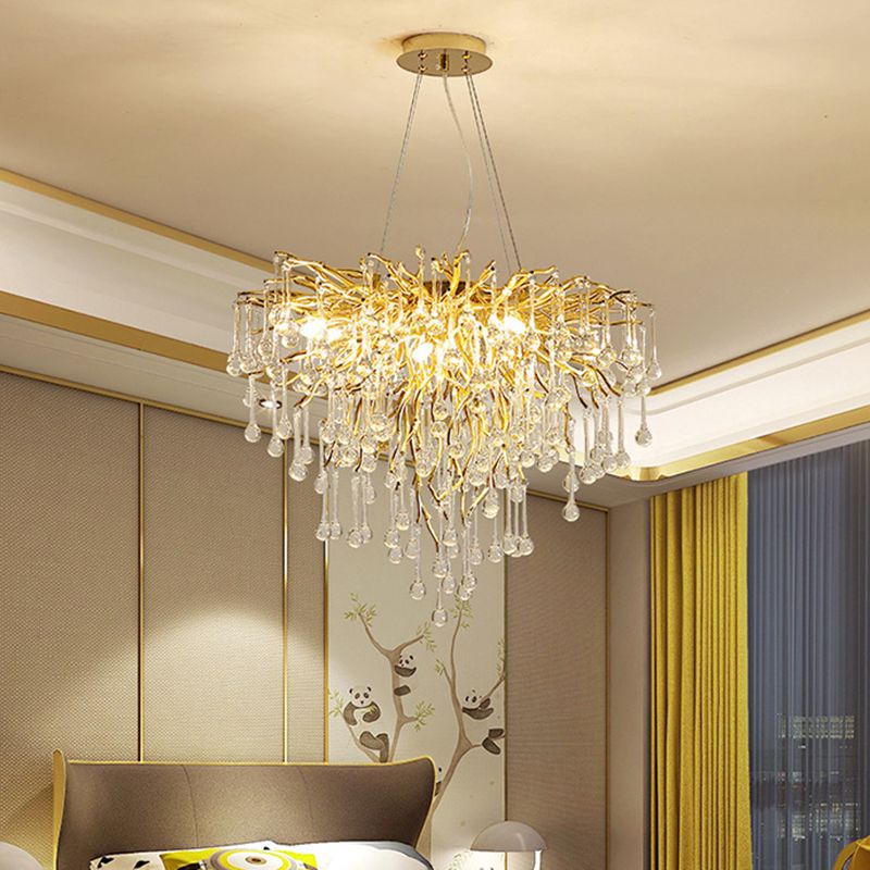 Arisha Lustre Fleur Luxueux, Metal/Cristal, Or, Salon