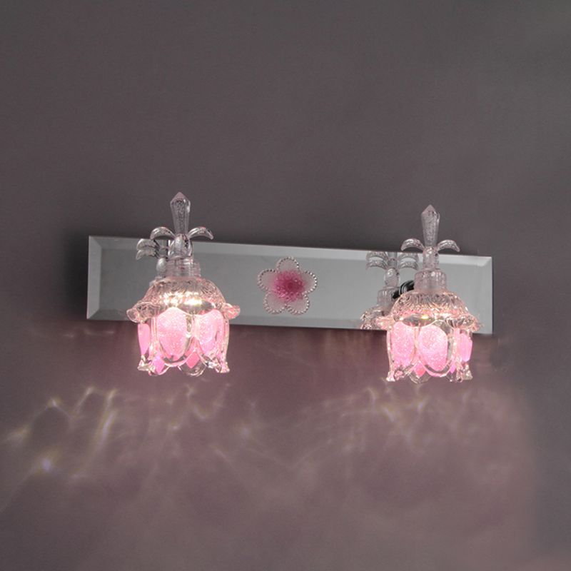 Ray Applique Murale Fleur Moderne, Métal/Verre, Rose, Chambre - Neutralighting