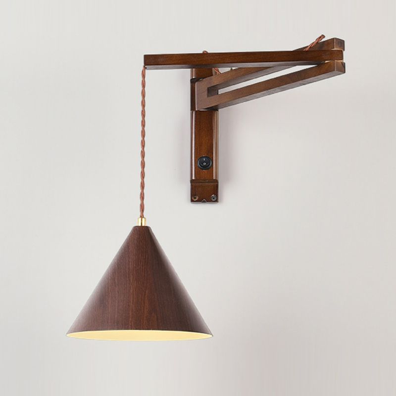 Muto Design Applique Murale Conique Vintage LED Bois Noyer/Bois Chambre - Neutralighting
