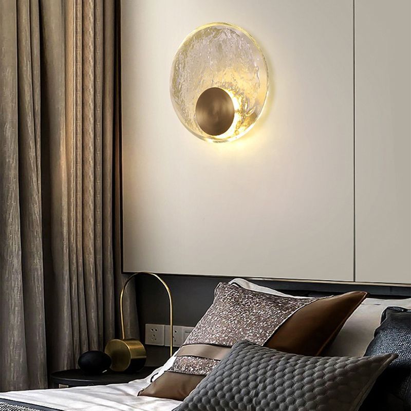 Kristy Applique Murale Rounde Moderne, Cristal/Métal, Or, Chambre à Coucher - Neutralighting