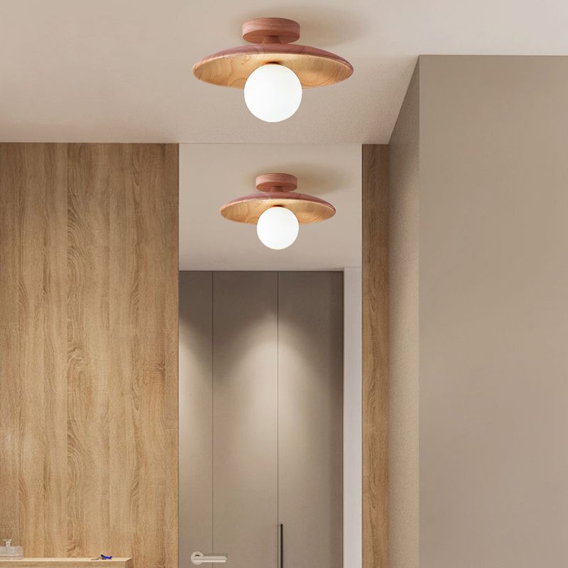Oaki Plafonnier Bol Moderne. Bois/Verre. Bois/Noyer. Salon - Neutralighting