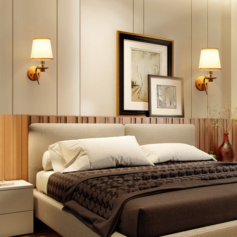 Tiffany Applique Murale Dôme Vintage, Métal/Bois/Tissu, Beige, Chambre - Neutralighting