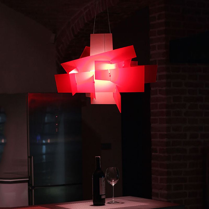 Ritta Art LED Suspension Blanc Rouge Métal Acrylique Salon - Neutralighting