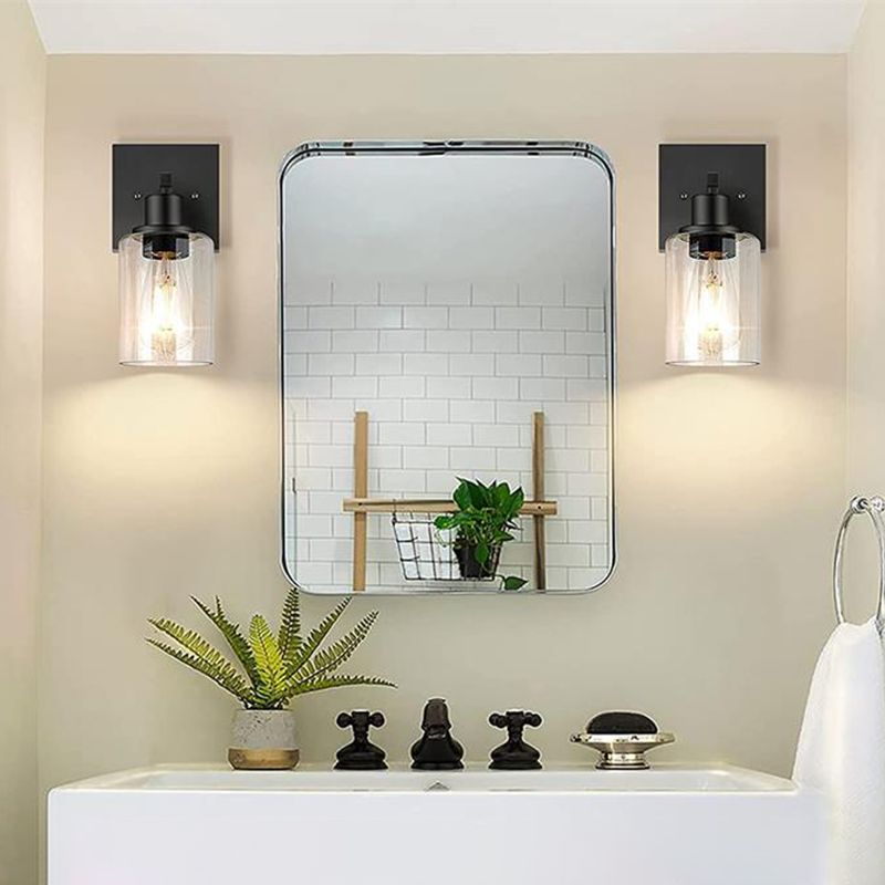 Silva Applique Murale Miroir Cylindrique Moderne, Verre/Métal, Noir/Or/Nickel, Chambre - Neutralighting