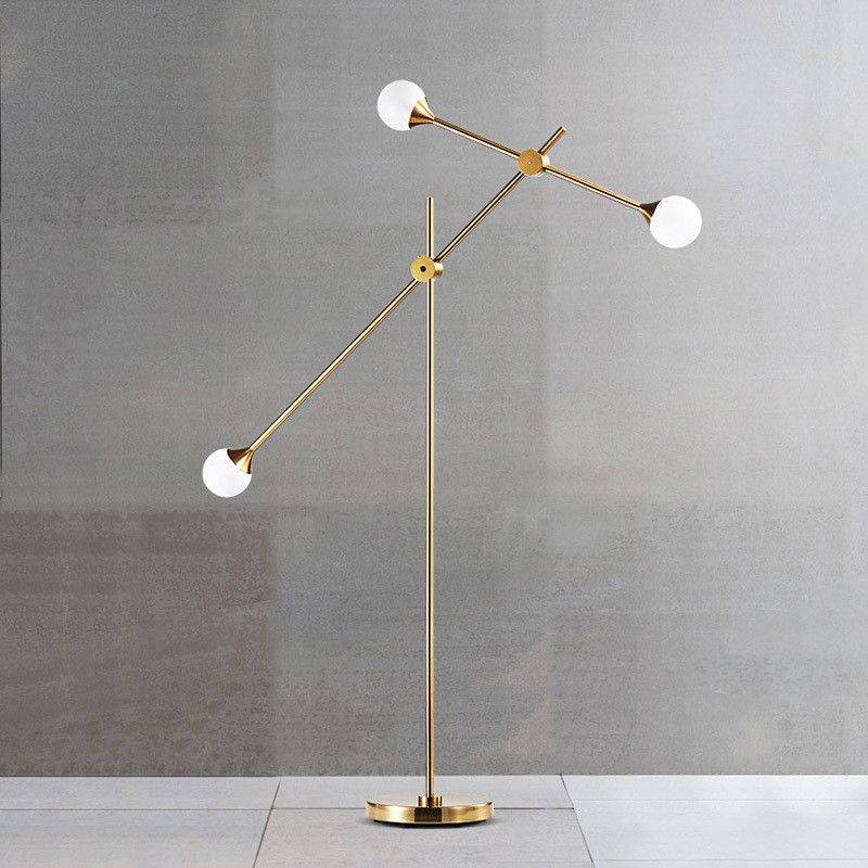 Valentina Lampadaire Orbe Simple, Métal/Verre, Doré, Salon