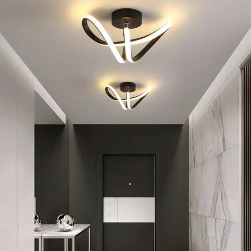 Arisha Plafonnier Linéaire Moderne, Métal/Gel de Silice, Noir/Doré, Salon