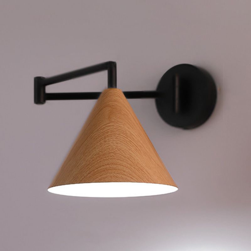 Muto Applique Murale Ajustable Conique, Métal, Marron/Bois, Chambre - Neutralighting