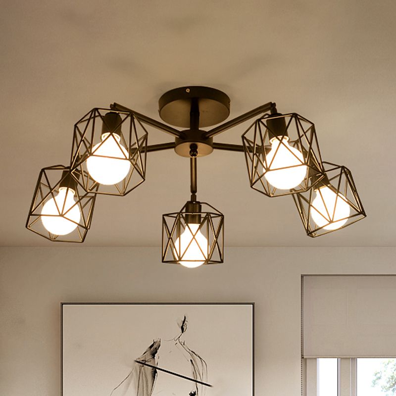 Arisha Plafonnier Multi Moderne, Métal, Noir, Salon - Neutralighting