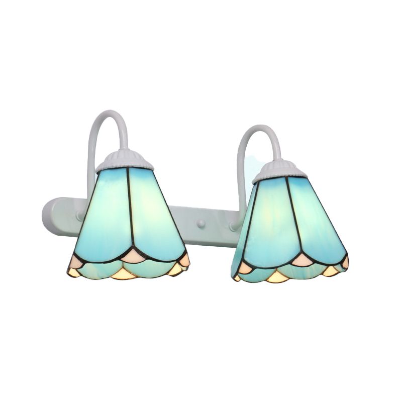 Tiffany Applique Murale Fleur Vintage, Métal, Noir/Bleu/Blanc, Salle de Bain - Neutralighting