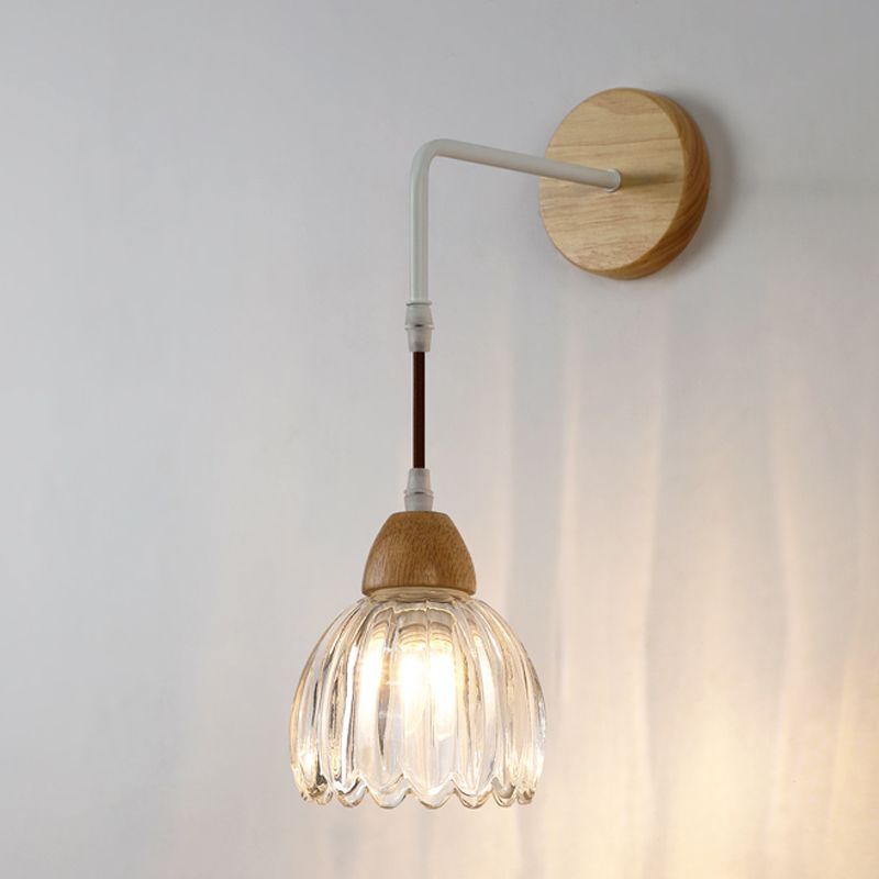 Arisha Applique Murale Fleur Moderne, Bois/Verre, Bois, Cuisine/Couloir - Neutralighting