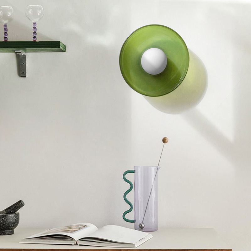 Jess Plafonnier Dôme Moderne. Verre/Métal. Blanc/Vert/Orange. Salon