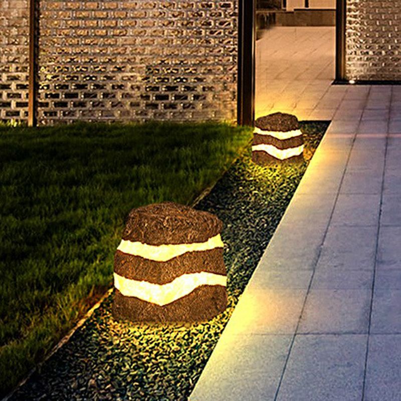 Ray Lampe Extérieure au Sol Pierre Moderne, Métal/Résine, Gris, Jardin
