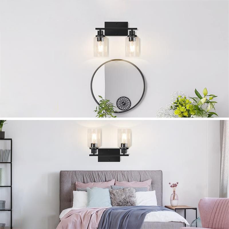 Silva Applique Murale Miroir Cylindrique Moderne, Verre/Métal, Noir/Or/Nickel, Chambre - Neutralighting