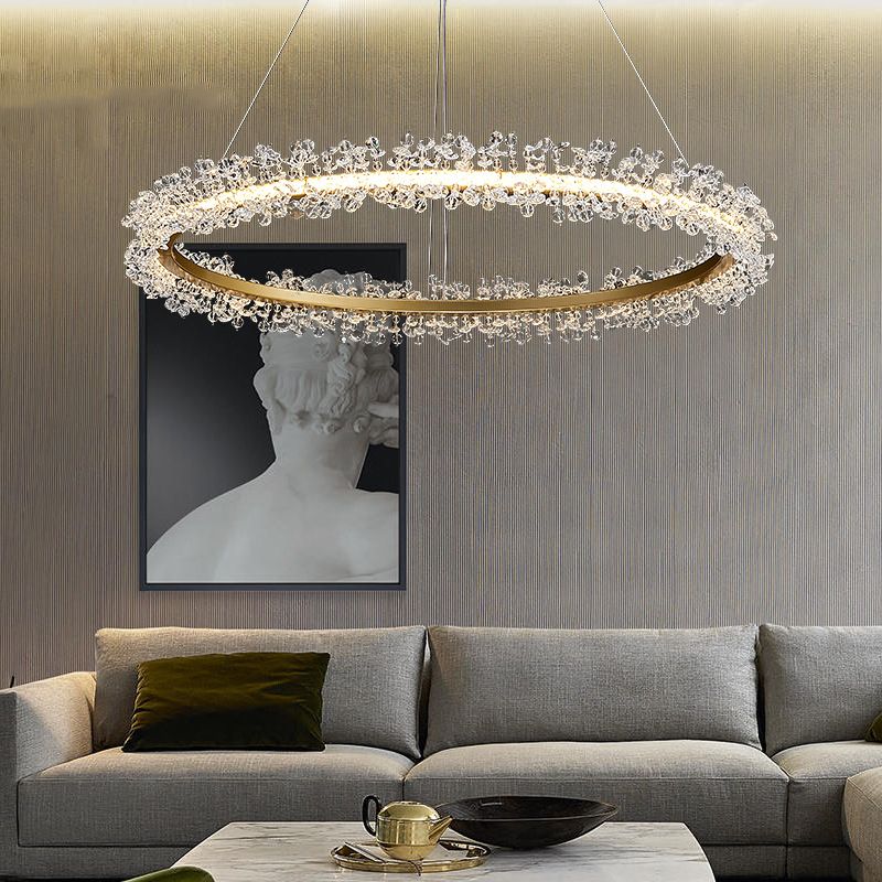 Kristy Lustre Cercle Luxueux, Metal/Cristal, Or, Salon - Neutralighting