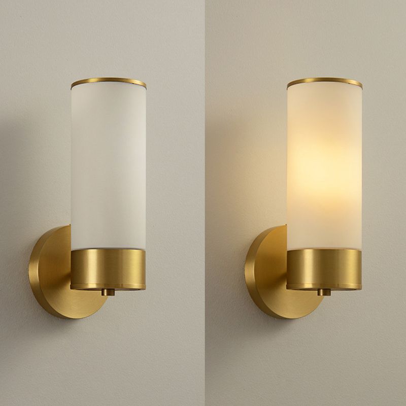 Arisha Applique Miroir Cylindrique Vintage, Métal/Verre, Laiton, Salon - Neutralighting