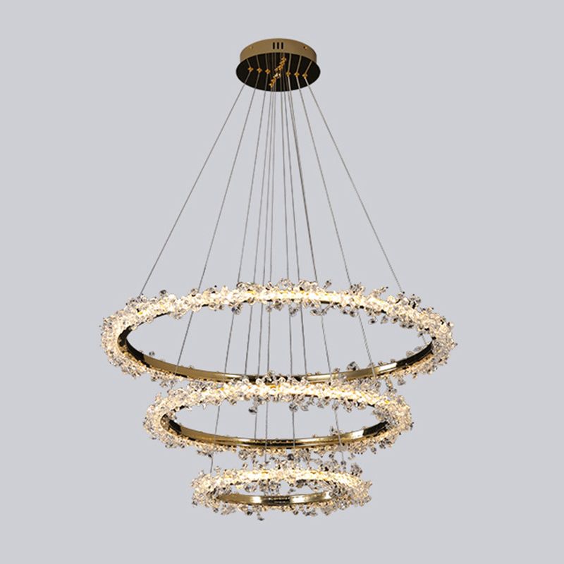 Kristy Lustre Cercle Luxueux, Metal/Cristal, Or, Salon - Neutralighting
