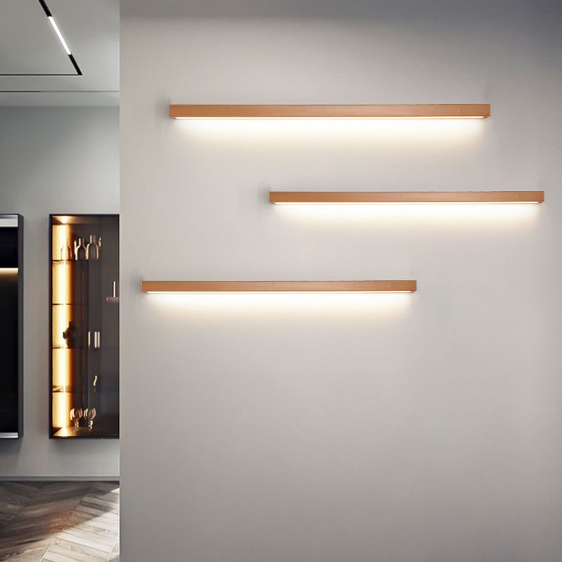 Dwyn Applique Murale Miroir Linéaire Minimaliste Bois Salon
