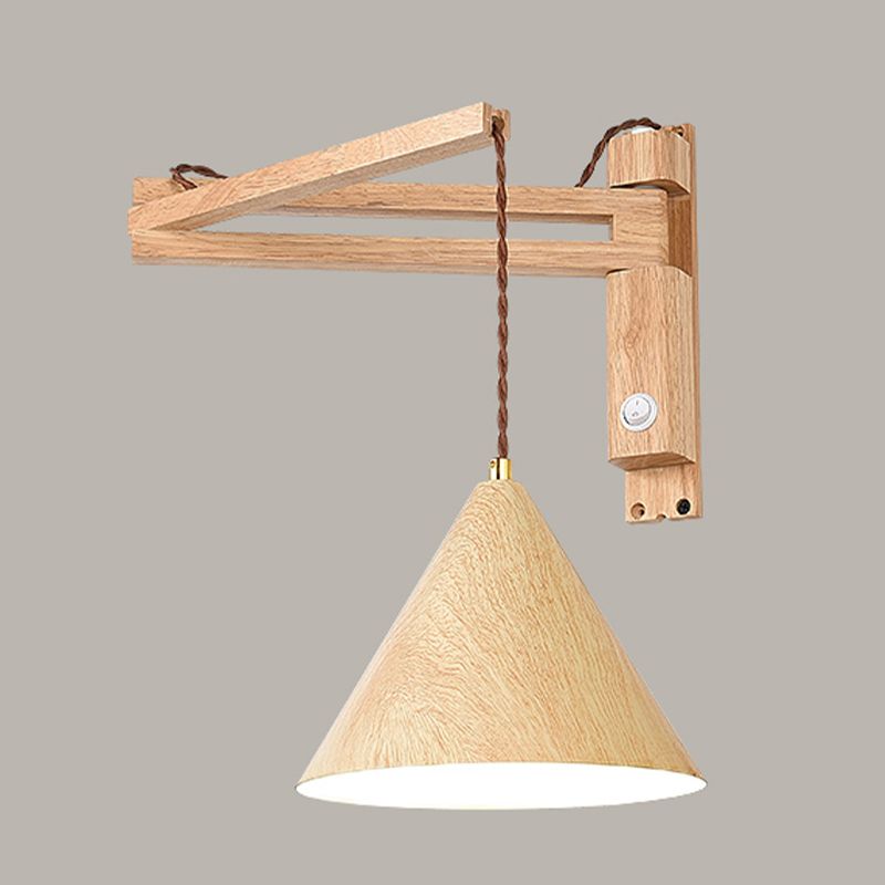 Muto Design Applique Murale Conique Vintage LED Bois Noyer/Bois Chambre - Neutralighting