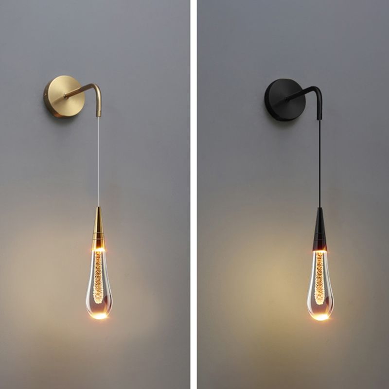 Kristy Design LED Applique Murale Goutte d’Eau Moderne Cristal Noir/Or Chambre à Coucher - Neutralighting